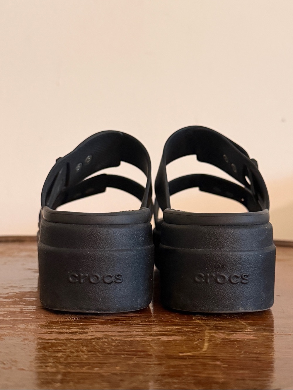 CROCS Women's Black Platform Clogs with Adjustable Straps